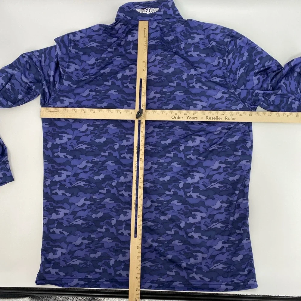 Straight Down‎ Quarter Zip Pullover Mens XL Blue Camo Performance Stretch Golf
